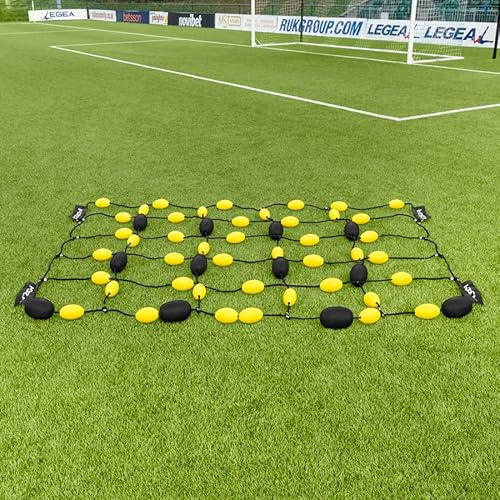 FORZA Déflecteur de Ballon à Matrice de Plancher | Rebonds de Ballon Imprévisibles pour Gardiens de But de Football | Sac de Transport et Piquets d’Ancrage Inclus [Poids en Option]