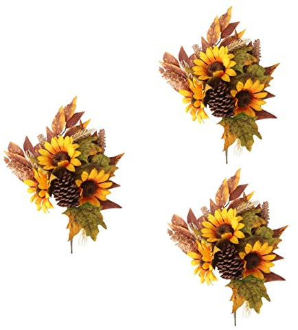 Abaodam 3 Stücke Simulation Sonnenblumen Arrangements Thanksgiving Decor Lebensechte Künstliche Sonnenblumen Bouquet