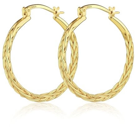 Grosse Creolen Ohrringe Damen Gold Silber 925 Große Minimalist Creolen | KISSPAT Grosse Creolen Ohrringe Damen Gold Silber 925 Große Gedrehte Geknotete Minimalist Leicht Hypoallergen Schmuck