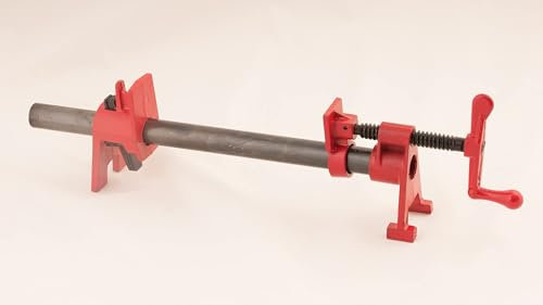 JEH 3/4 600 mm Rohr inklusive Klemmen-Set Sash Clamps Vice Clamp Holzbearbeitung Kleben Heavy Duty Tube - Schwarz und Rot