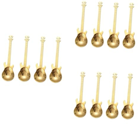 Alipis 12stücke Edelstahl Gitarren Kaffeelöffel Teilig Goldfarben Für Kaffee Tee Dessert Und Mehr Ergonomisches Design Spülmaschinenfest Küchenaccessoires Für Musikliebhaber