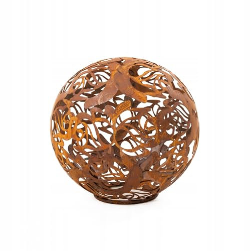 Kapaga, sfere da giardino in ruggine, per esterni, decorazione da giardino, vintage, decorazione da giardino, per candele, sfere decorative da giardino, per esterni, sfera esterna (rosa, 23)