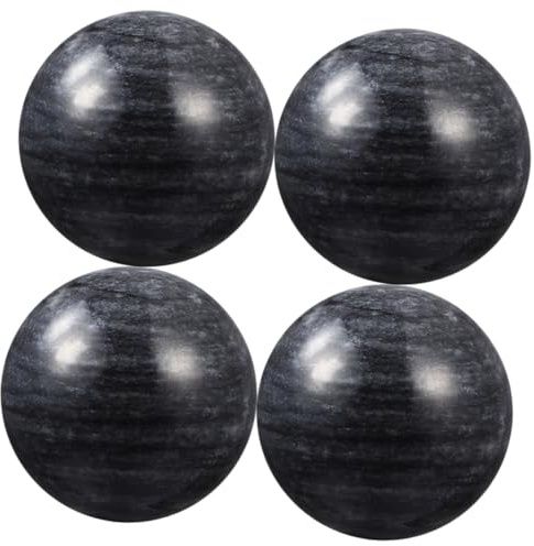 Healeved 4 Stück Tragbare Jade Massagekugeln aus Stein für Handmassage Handgymnastikball Schwarz Geeignet für Ältere Menschen zur Entspannung und Durchblutungsförderung Zufällige Farbe