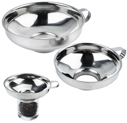 2Pack Trichter Edelstahl Marmeladentrichter – Breite Öffnung Ø36mm & Ø54mm Einmachtrichter Einfülltrichter - Hochglanzpoliert Rostfrei Trichter mit Henkel für Marmelade, Gewürze, Öl, Bohnen Umfüllen