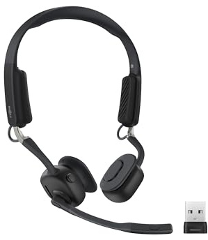 Shokz OpenMeet UC Open-Ear-headset med USB-A-adapter | Bluetooth 5.4, 15h batteri, 2 brusreducerande mikrofoner, snabbladdning, för arbete, samtal och möten