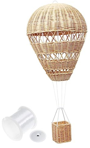 Cabilock 1Stück Rattan Gewebter Heißluftballon Wanddekoration für Kinderzimmer Hängedeko für Vorschule und Fotografie Langlebiges und Ornament für Zuhause