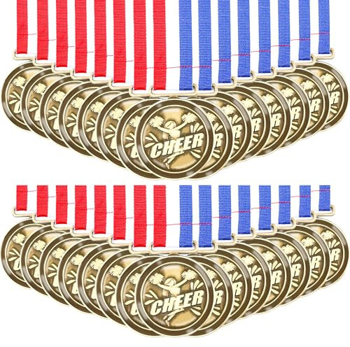 LZHZH 30 pcs Cheer Medals - Cheerleader Award Medals for Kids and Adults,Cheerleading Medals with Neck Ribbons (2 inch)