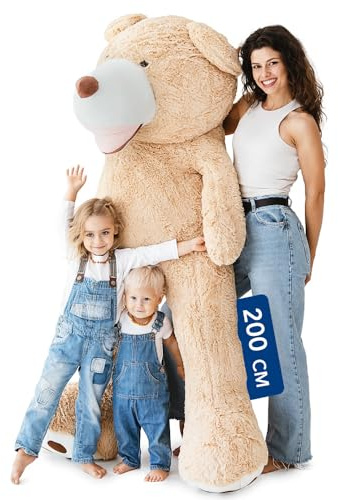 MKS XXL Teddybär 200cm – Weiches Riesen Kuscheltier für Kinder & Erwachsene – Flauschiger XXL Plüschtier Bär Geburtstag, Valentinstag & Weihnachten – Kuschelig & pflegeleicht