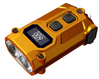 Nitecore Schlüsselbundleuchte TINI 3 – USB-C aufladbar, 600 Lumen, OLED Display, 5 Helligkeitsstufen, Mini LED Taschenlampe, Orange