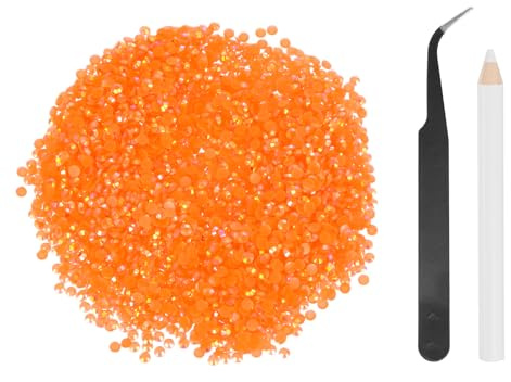 sourcing map 5000 unidades de diamantes de imitación de resina SS6 de 2 mm, gemas redondas de brillo a granel con herramientas de recogida para manualidades, vasos, tazas, ropa, naranja y rojo