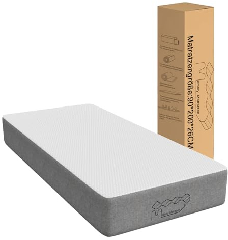Memory Matratzen Colchón de espuma fría, 26 cm de altura, H3, 7 zonas de confort, colchón para niños h2 h3, colchón infantil adecuado para niños (90x200x26cm)