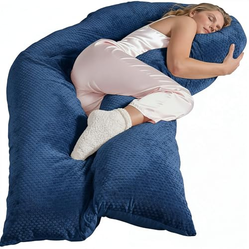 Traumreiter Seitenschläferkissen Jumbo XXL langes und extra hohes orthopädisches KomfortKissen, Schwangerschaftskissen zum Schlafen, Stillkissen Kissen, SchlafKissen, Body Pillow mit Bezug Blau Deluxe
