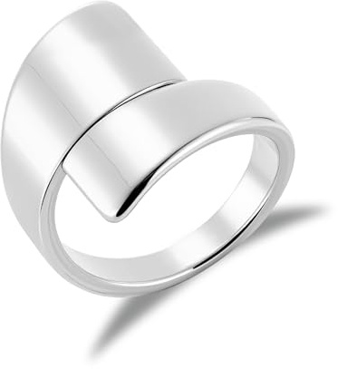 Edelstahl Silber Ringe 18K Vergoldet Verstellbare Große Ringe für Damen