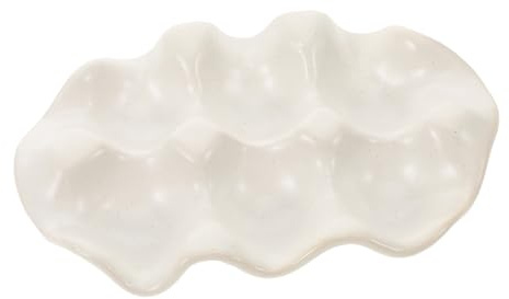 NUOBESTY Plateau à Œufs en Céramique Blanc Vintage Délicat pour Rangement Réfrigérateur, Support à Œufs Élégant et Pratique pour Décoration de Table