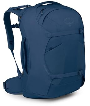 Osprey Farpoint Herren-Reiserucksack, 40L, Antique Blue | Tragetasche, Laptophülle, persönliche Gegenstände, Arbeit, Schule, Reisen, Handgepäck, Flugfreundlich, Kulturbeutel, blau