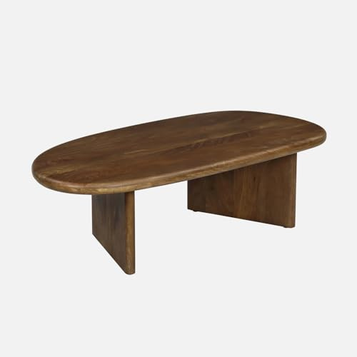 sweeek - Table basse ovale bois de manguier noyer. L 119.5 x P 60 x H 35cm