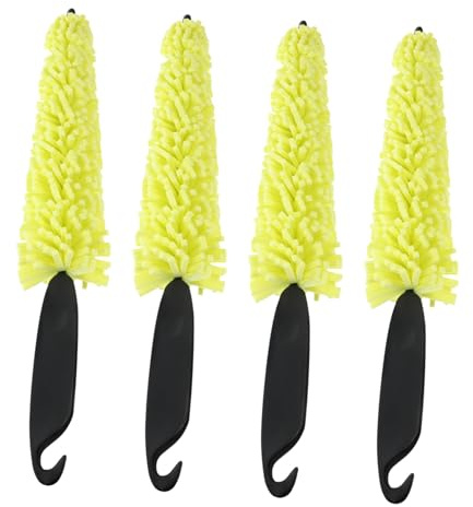 HOLIDYOYO Set 4 Spazzole per Pulizia Cerchioni e Pneumatici Auto Manico Ergonomico, Spugna Eva e Ferro Zincato, Strumenti per Detailing e Cura Veicoli