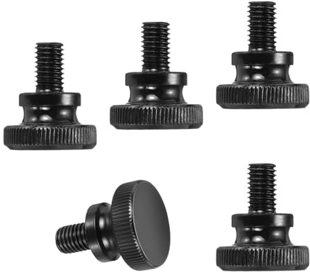 QUARKZMAN Tornillos Moleteados, 5Pcs Tornillos de Mano con Estriado M10 X 20mm con Cabeza Plana de Acero Carbono Negro Perno Herramienta de Reparación con Pomos de Agarre para el Hombro