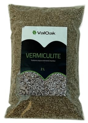 ValOak Vermiculite – Substrato Inerte per Piante e Orto | Migliora Drenaggio e Ritenzione Idrica | Per Semina, Talee e Coltivazione | Made in Italy (2 lt)