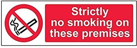 vsafety 57011 ax-r Strictly cartello divieto Vietato fumare in questi locali, Plastica rigida, paesaggio, 300 mm x 100 mm, Nero/Rosso