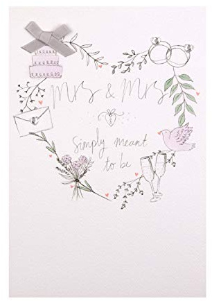 Hallmark Mrs & Mrs bröllopskort – modern design med ädelsten och bandtillbehör