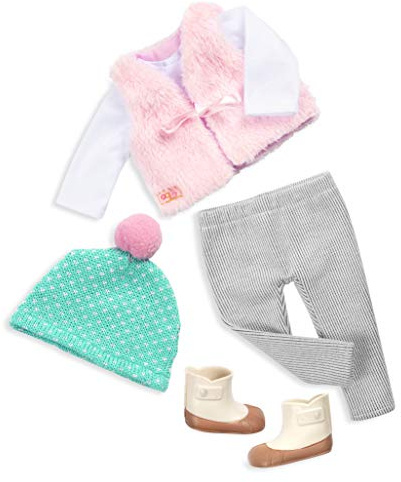 Our Generation - Puppen Outfit Rosa Fellweste mit Bommelmütze