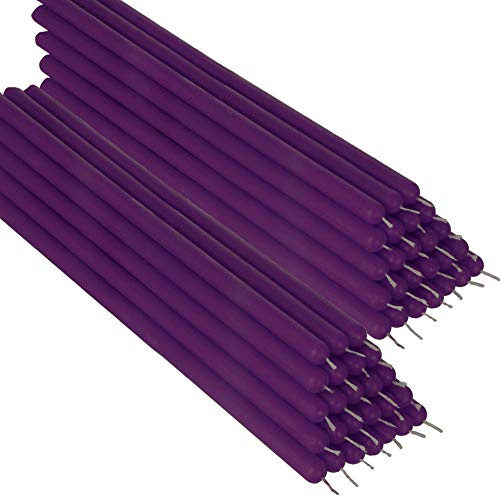 NKlaus 50x violett Bienenwachs 26cm rußfrei Tafelkerzen Handarbeit Ritualkerze Tropfkerzen 36337