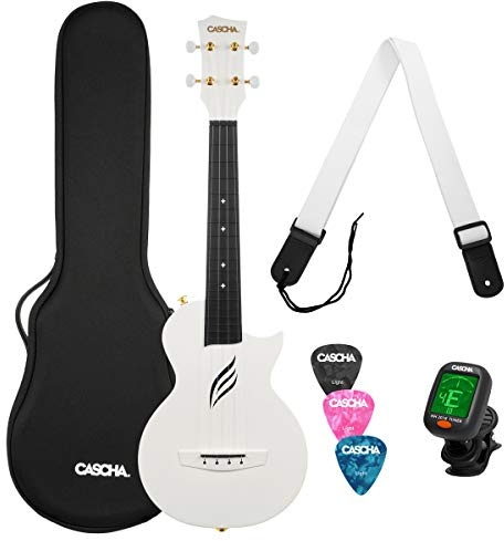 CASCHA HH 2286 Carbon Konzert White Ukulelenset
