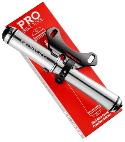 PRO CYKELTOOL Mini Cykelpump Premium Edition - Passar Presta- och Schrader-ventiler - Högtryck PSI - Cykeldäckpump för väg- och mountainbikes