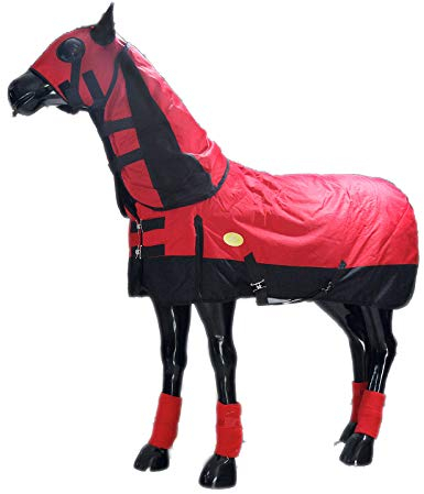 MaJu Horse Rug 600d Kombihals 300g Polsterung Warm Und Atmungsaktiv, Rot(Size:135cm)