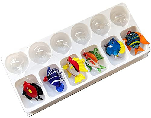 ZHU IN SY Mini-Figur aus Glas, mundgeblasen, tropische Fische, 6 Stück, für kleine und mittelgroße Aquarien (B)