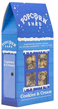 Popcorn Shed Cookies & Cream Gourmet Popcorn (1 x 80g) - White Chocolate Caramel Gourmet Popcorn with Cookie Crumb Pieces, Easy & Low Calorie Snack, Perfect for Parties, Movie Nights & Gifting