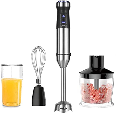 HIZQ Mixeur Plongeant, 4 En 1 Mixeur Multifonction, Mixeur Plongeant 1100 W Avec Réglage De La Vitesse Variable, Mixeur Avec Chopper De Tasse Presse-Purée