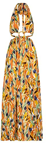 ApartFashion Largo con Corte aparte Vestido para Ocasiones Especiales, Naranja, S para Mujer