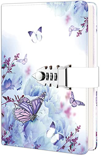 ZXHQ Tagebuch mit Schloss für Mädchen und Frauen, geheimes Schloss-Tagebuch mit exquisitem Musterdesign, nachfüllbares Notizbuch aus Kunstleder, Größe A5 (21 x 15 cm)