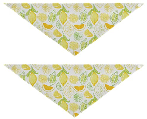 2 Stück Hundehalstücher Haustier Bandana Schal Druckknopf Dreieck Lätzchen Halstuch Set Haustier Urlaub Zubehör Dekor für kleine bis große Welpen Hunde Katzen kleine Skizze Zitrone