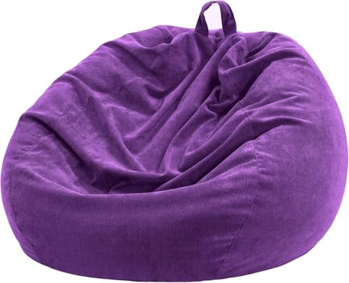 Nobildonna - Fodera per poltrona a sacco (senza imbottitura) per bambini e adulti. Poltrona a sacco extra large da 300 L, portaoggetti per peluche, lavabile, morbida, in velluto a coste di prima