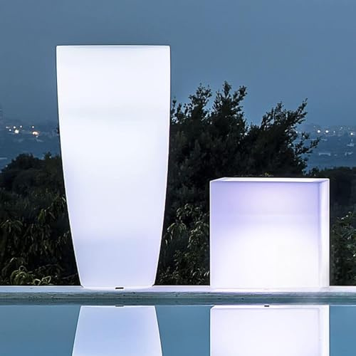 Tekcnoplast Vaso Agave Tondo Con Led Multicolor Batteria Solare H 90 Ø 40Cm