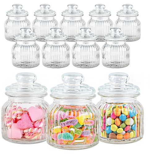Murago - 12er Set Vorratsglas ca. 600ml / ca. 15x11cm luftdicht Gewürz Glas Dosen Bonbonglas Bonboniere Behälter mit Deckel Candy Bar Vorratsgläser Mittelgroße Gläser für Lebensmittel 0,6L Kekse