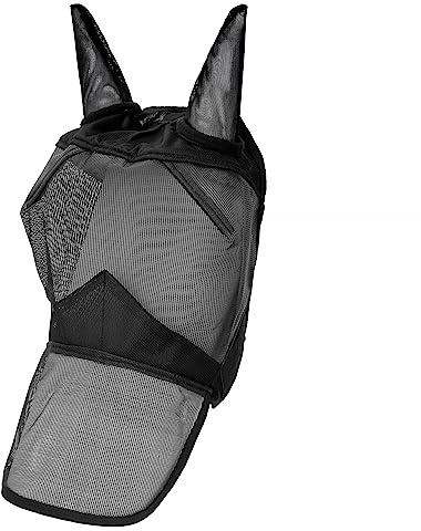 Inicio Máscara de mosca para caballos sangre caliente, poni, máscara de mosca para caballos con protección para las orejas, gorro de mosca para caballos, protección contra moscas, máscara para
