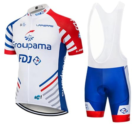 louizumify Herren Radtrikot Kurzarm-Set mit hohem Stretch, atmungsaktiv, reflektierend, UV-Schutz, 3 Rückentaschen