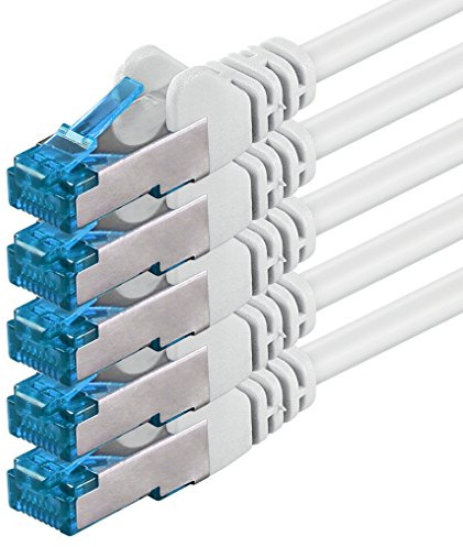 1CONN 5 x 0,25 m – CAT-6a Ethernet-kabel patchar RJ-45 hane SFTP 10 GB/s – 5 st vit