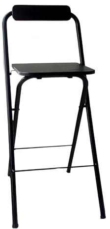 Sgabello da Bar Pieghevole da Cucina, Pieghevoli Sgabello Alto con Schienale e Poggiapiedi, Seduta Altezza 60/65/70cm Sedie da Pranzo Pieghevoli, Salvaspazio ( Color : Black 1pc , Size : 65cm/26in )