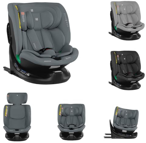 Kikkaboo Kindersitz i-Tour i-Size (40-150 cm) Gruppe 0+/1/2/3, Isofix, drehbar, Farbe:dunkelgrau