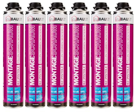 6x dubaust MSP24 Bauschaum Montageschaum Pistolenschaum 750ml Kombisets PU Füllschaum Dämmschaum hohe Schalldämmung Wärmedämmung Isolierend B2 750ml