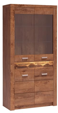 Lomadox Vitrinenschrank Vitrine Highboard Sideboard Kommode Aufbewahrungsschrank Wohnzimmer Schrank modern in braun