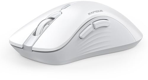 RAPIQUE Ratón inalámbrico, Bluetooth Dual y Receptor USB de 2.4 GHz, diseño ergonómico, clics silenciosos, Baja Potencia, compatibilidad multidispositivo para Laptop, computadora, iPad, MacBook,