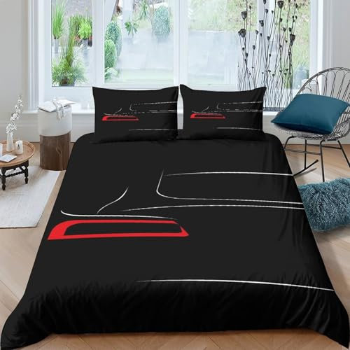 MXRMXR Car Auto Betten Set, Bettwäsche Bettbezug 3D Drucken 3 Teilig, Microfaser Super Weiche Atmungsaktive Tröster Set Für Kinder Erwachsene Teenager King（220x240cm）
