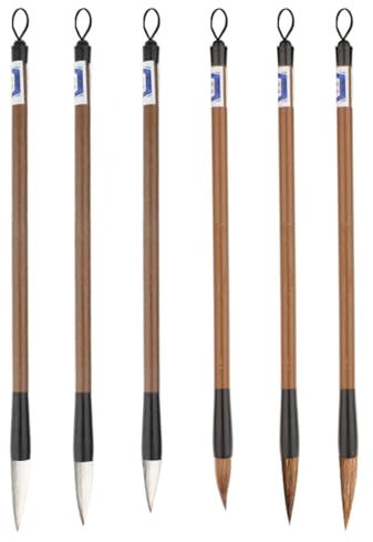 LONZIKP 6 Stück Kalligraphie Pinsel, Calligraphy China Brush, Chinesische Pinsel Kalligraphie, Chinese Writing Brushes, Chinese Painting Ink Brush, Aquarell Pinsel für Kalligraphie Hand (3 Größen)