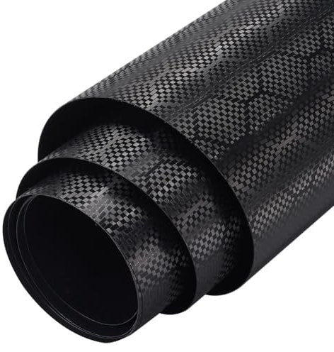XhuangTech Film de protection autocollant brillant en fibre forgée pour voiture, moto (noir, 60 x 152 cm)